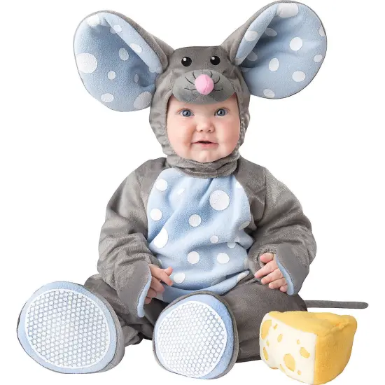Adorable Infant Mouse Costume with Cheese Toy and Hood {2}