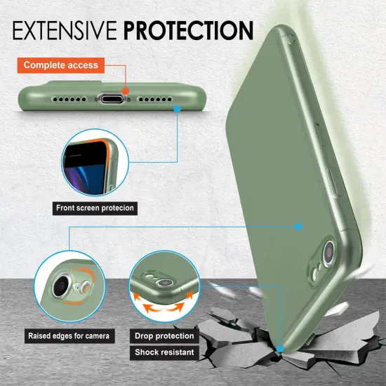 Translucent Matte Case For iPhone SE 2020 (2nd Gen), Semi-Transparent Smooth Touch Soft TPU Thin Cover Green, by Insten {2}