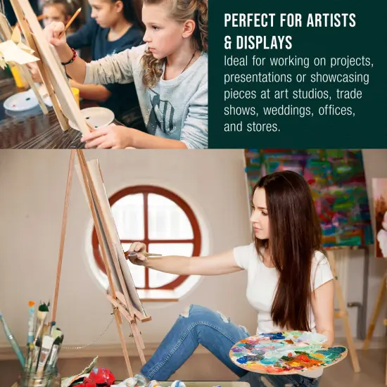 64" Wooden Easel Stand - Adjustable A-Frame Tripod for Painting, Drawing, Photos & Signs - Lightweight Easels, Wood Easel Stand for Sign Wedding Display 40" Canvas Capacity {6}