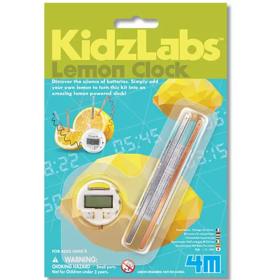 4M: KidzLabs: Lemon Clock - DIY & Experience Battery-Free Renewable Energy, Power A Digital Clock, STEM Learning Craft Activity Kit, Kids Age 5+ {1}