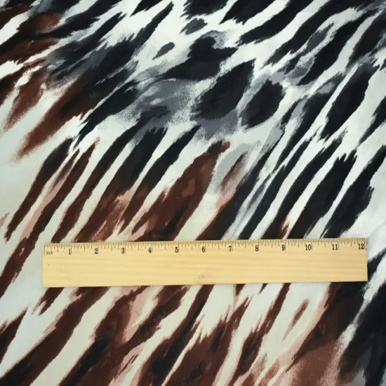 Brown-Gray-Black Zebra Polyester Printed Charmeuse Woven Fabric By the Yard {4}