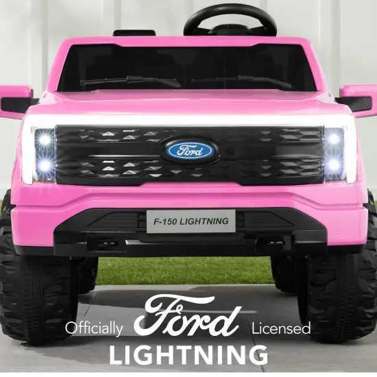Best Choice Products Kids 24V Ride On Truck Officially Licensed Ford Lightning w/ Remote, LED Lights, 2 Speeds Pink {2}
