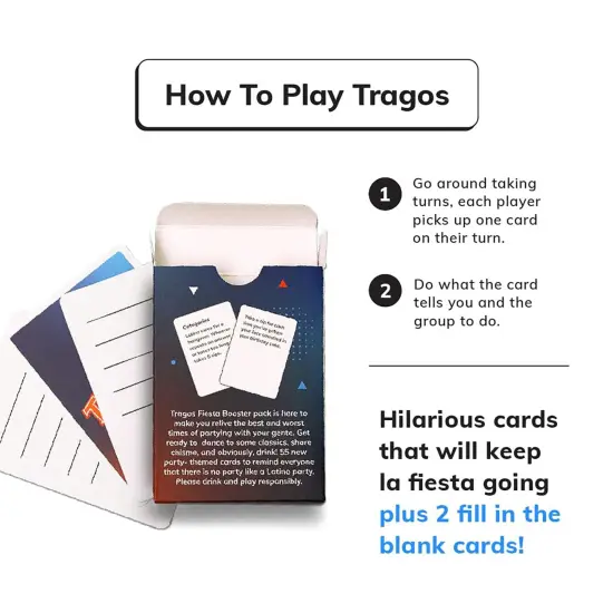 Tragos: Fiesta Booster Pack - The Party Game For Latinos, 55 New Party-Themed Drinking Cards, Relatable Hilarious Cultural Spanglish Adult Card Game {5}