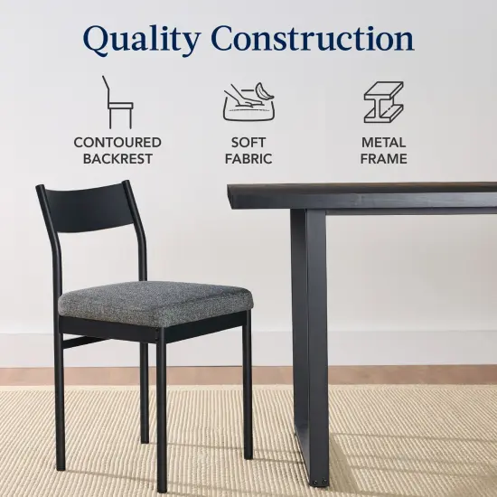 Best Choice Products 7-Piece Modern Industrial Dining Set, Table w/6 Upholstered Chairs Black/Gray {5}