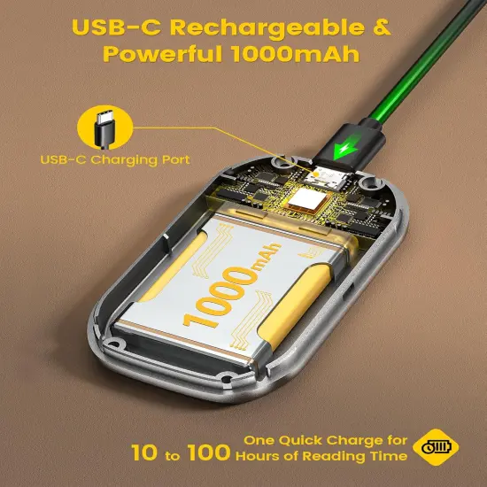 Tri-Head Book Light for Reading in Bed, 3 Colors & 5 Brightness Levels, 1000mAh Rechargeable, with 30-Min Timer, 10-100Hrs, Partner Friendly, Perfect for Book Lovers {5}