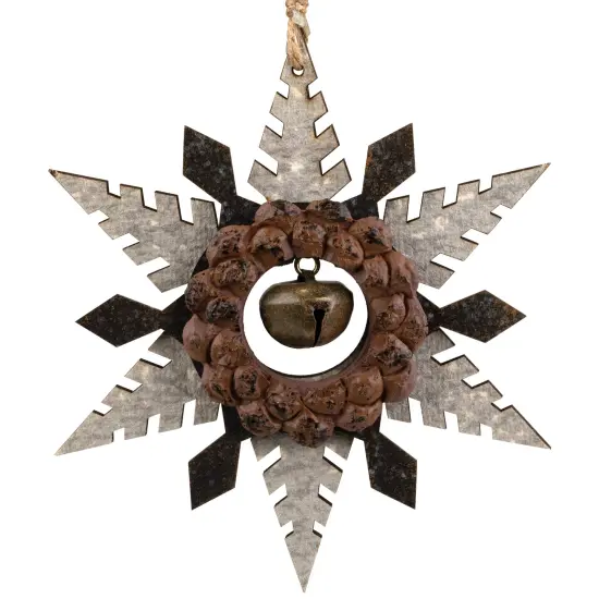 Northlight Snowflake with Jingle BellWooden Christmas Ornament - 6" - Brown and Beige {7}
