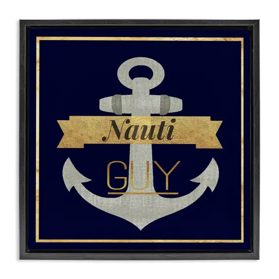 Stupell Industries Nauti Guy with Anchor Framed Floater Canvas Wall Art Design by Graffi*tee Studios {1}
