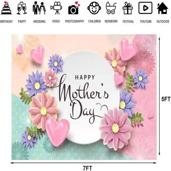 7x5ft Happy Mother's Day Backdrops {4}