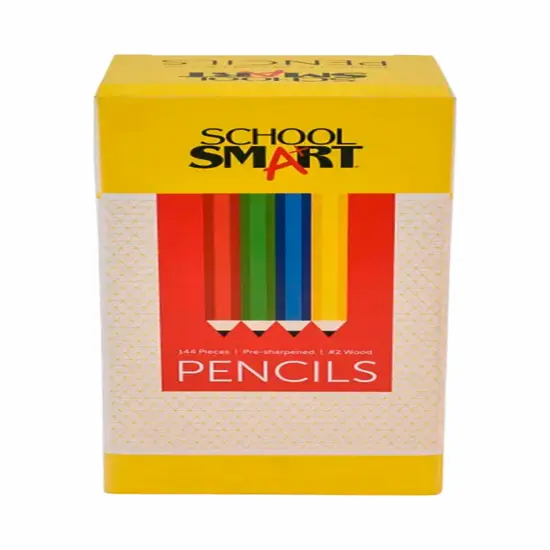 School Smart No 2 Pencils, Hexagonal with Latex-Free Erasers, Assorted Body Colors, Pack of 144 {4}