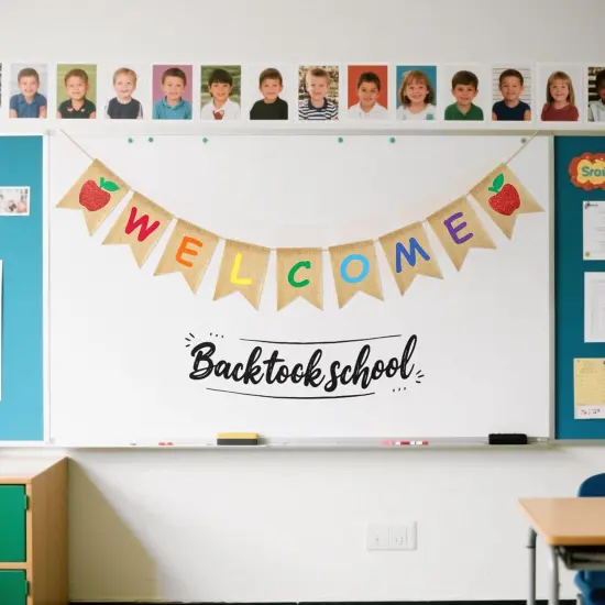 Back to School Burlap Banner (Multicolor) {5}