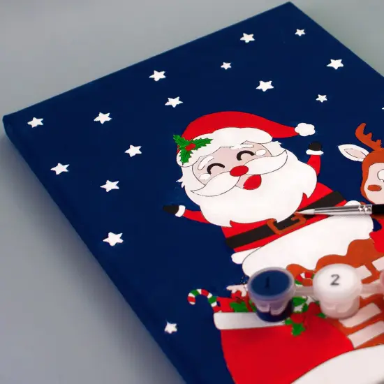 Angels Craft Paint by Number Canvas Set - Santa's Secret Entrance | Includes: 1 Pre-printed Canvas, 6 Acrylic Paint pots, 1 Artist Brush {3}