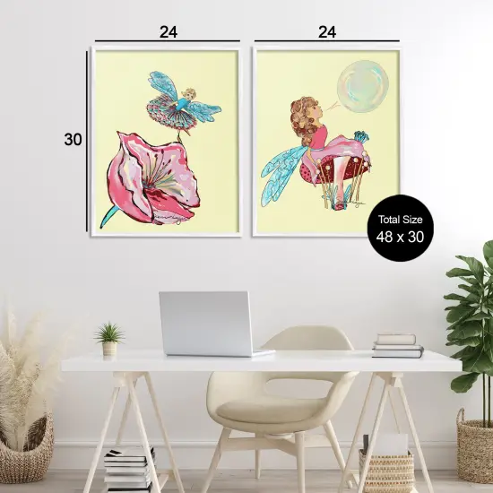 Stupell Industries Magical Ballerina Fairies 2pc Framed Giclee Set, design by Susan Lugar {3}