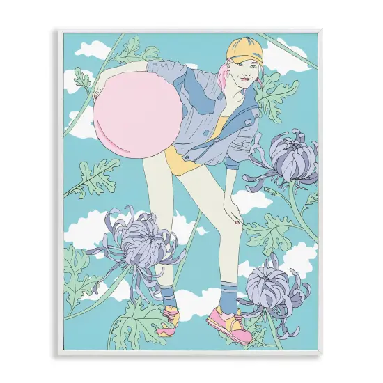 Stupell Industries Pastel Exercise Ball Girl Framed Giclee Wall Art Design by Melissa Wang {1}