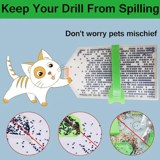 Diamond Painting Tray with Lid/Cover, Diamond Art Tools Rhinestone Tray Kit, Diamond Painting Brush Accessories Help Beads Line up, Anti-Slip Tools Sticky Mat for DIY Art Craft {4}