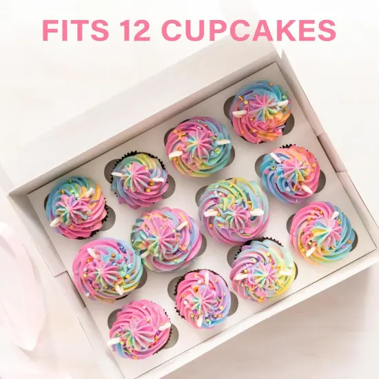8 Set Cupcake Boxes 12 Count, Cupcake Containers with Window Holding 96 Cupcakes, Food Grade Cupcake Holder, Bakery Pastry Boxes for Birthday Holiday Party, White {5}