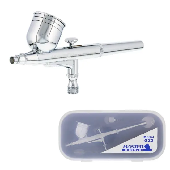 G22 Multi-Purpose Dual-Action Gravity Feed Airbrush Set with a 0.3mm Tip and 1/3 oz. Fluid Cup - User Friendly {1}