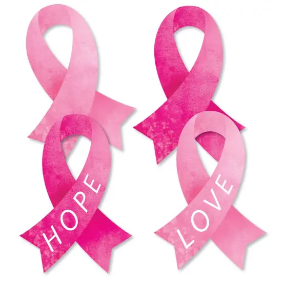 Big Dot of Happiness Pink Ribbon DIY Decorations - Breast Cancer Awareness Double-Sided Paper Ribbon-Shaped Essentials - Set of 20 {1}