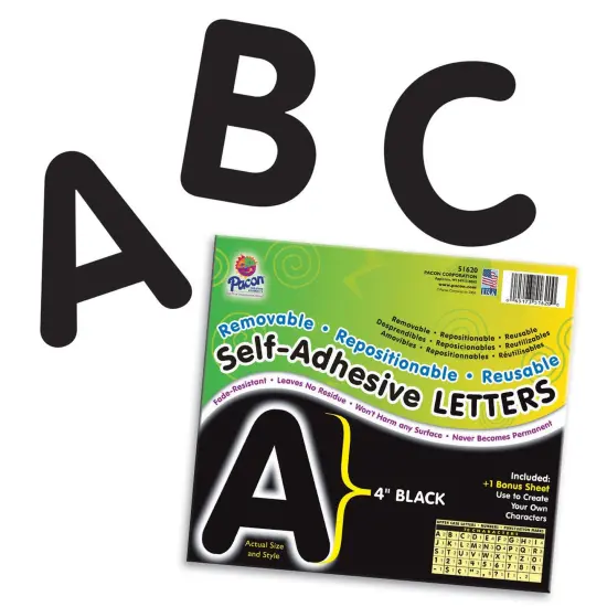 Self-Adhesive Letters, Black, Puffy Font, 4", 78 Characters {1}