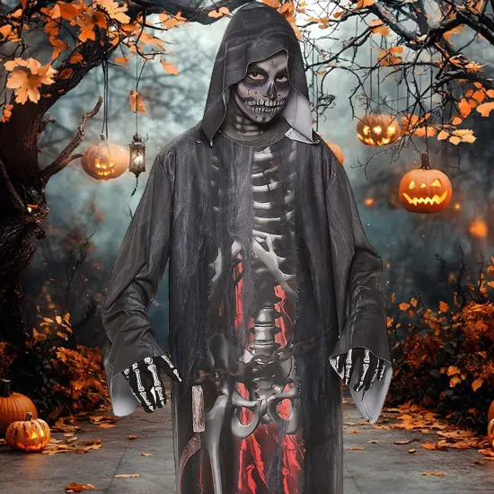 Boy&rsquo;s Spooky Grim Reaper Halloween Outfit Black, White {5}