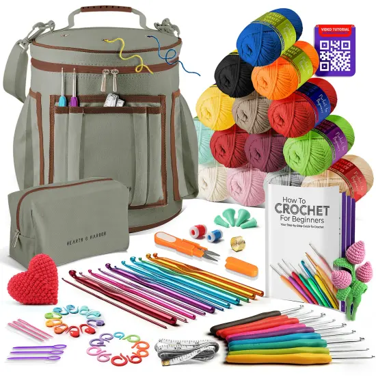 Hearth & Harbor Crochet Bag Organizer Kit Sage green {1}