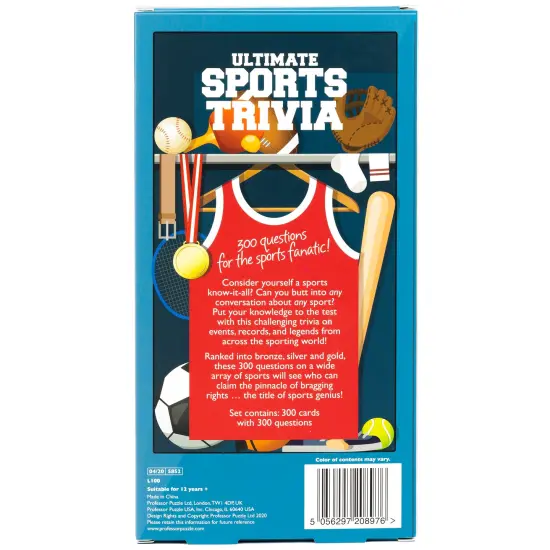 Professor Puzzle: Ultimate Sports Trivia - Party Game, 300 Questions For Sports Fanatics, 3 Difficulty Levels Across Various Categories, Ages 12+ {3}