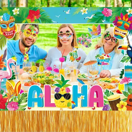 Hawaiian Themed Pool Party Decorations, Photo Booth Props {4}