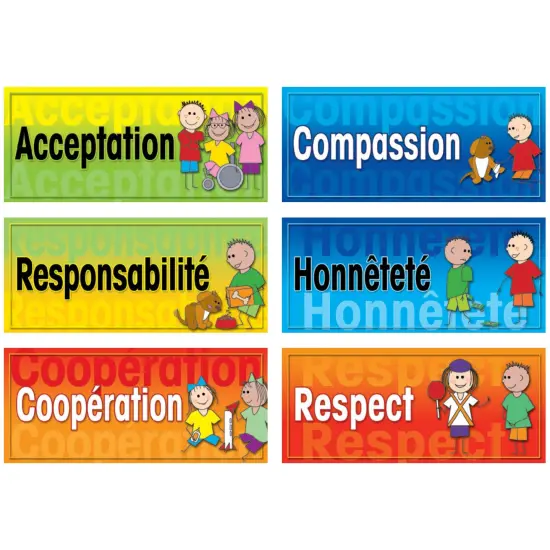Poster Pals French Character Educational & Language Teaching Posters,Bilingual Charts, Classroom Decoration and instruction, FSL, 6 Poster Set {1}