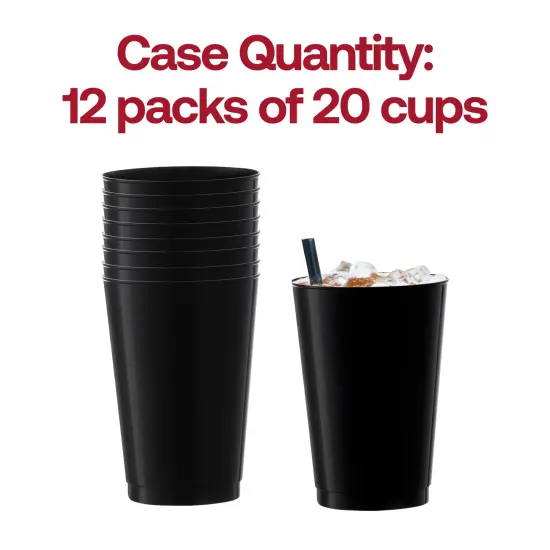 Black Round Disposable Plastic Tumblers - 12 oz. (240 Cups) {5}