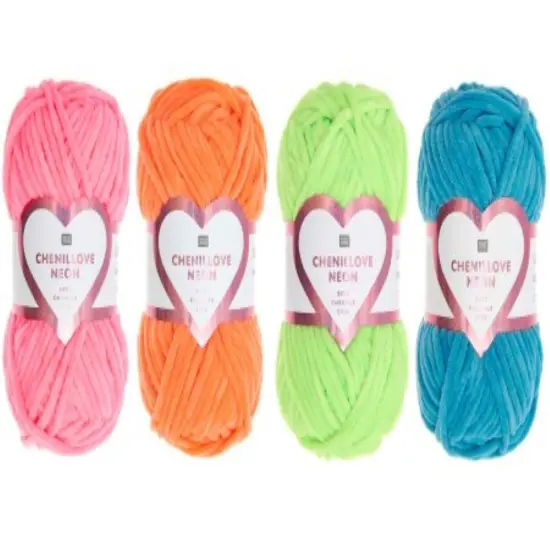 Creative Chenillove Neon - 100% Polyester Bulky Yarn - 4 Colors - 60 yds / 50 g 006 neon green {2}