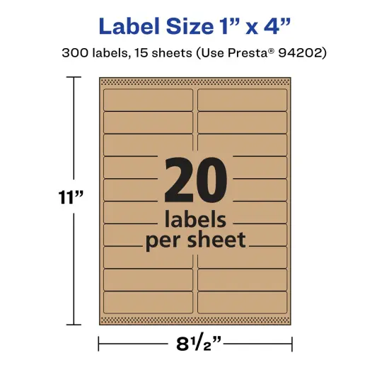 Avery Kraft Brown Rectangle Labels with Sure Feed, 1" x 4" {5}