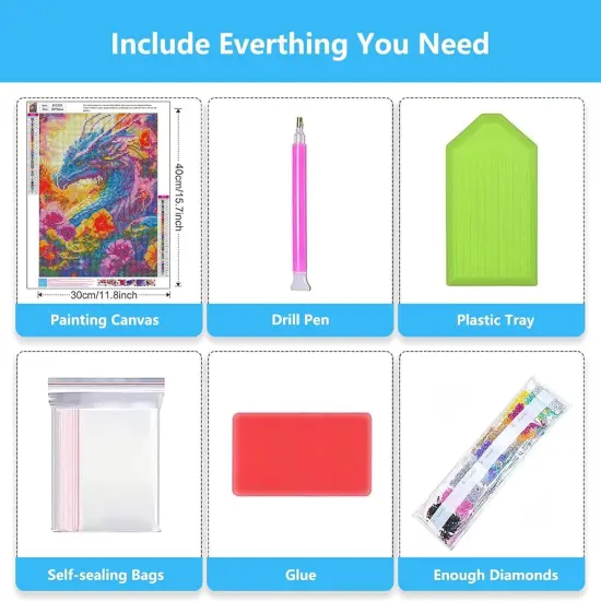 Dragon Diamond Art Kits for Adults, Dragon Diamond Painting Kits for Adults Beginners, Dragon DIY 5D Gem Art for Beginners, Dragon Diamond for Gifts Home Wall Decor 12x16 inch {5}