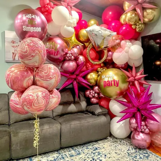 One-Piece, 27/22 Inch Foil Star Explosion Balloons(Hot Pink) {2}