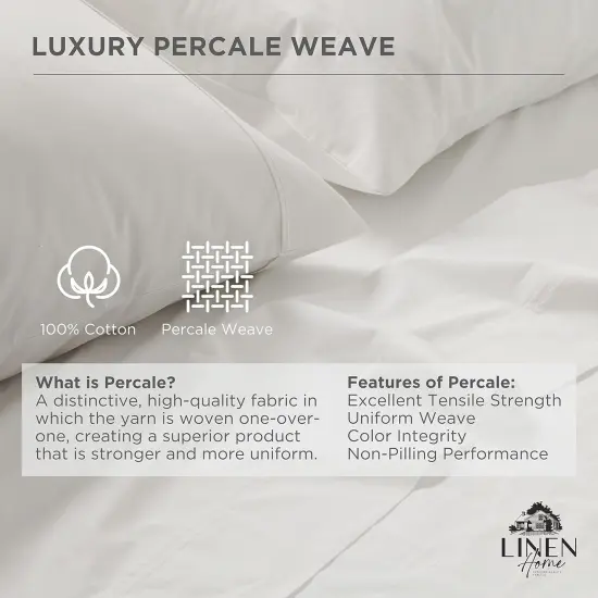 100% Cotton Percale Pillowcases King Size, White, 2 Pieces of Pillow Case, Crisp and Cool Strong Bed Linen {2}