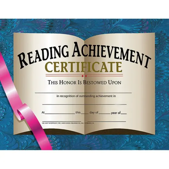 Reading Achievement Certificate, 8.5" x 11", Pack of 30 {1}