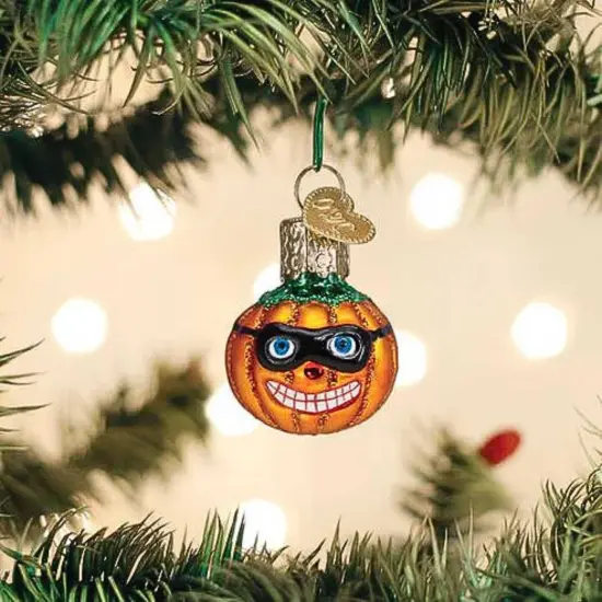 Old World Christmas 1.5 Inch Mini Masked Jack-O-Lantern Halloween Tree Ornament , Halloween Decor Pumpkin Halloween Spooky Orange {3}