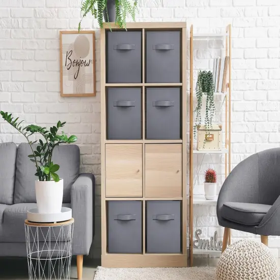 Sorbus Foldable Storage Cube - 11 Inch Closet Organizer and Storage Basket with Handles 1 Pc Grey {4}