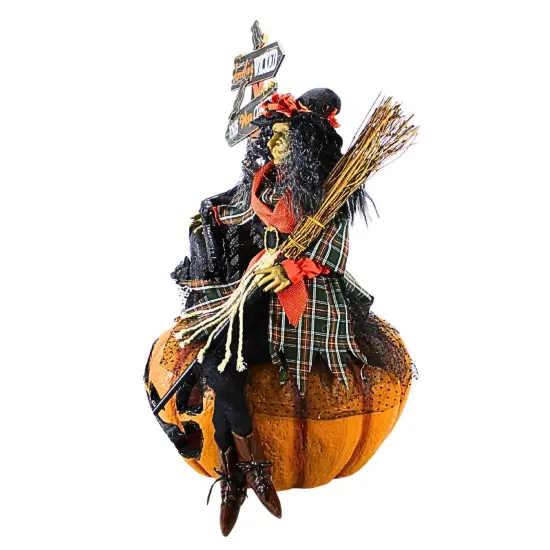 Karen Didion 30.0 Inch Agnes Witch Halloween Figurine , Lighted Halloween Decor Fiber Optic Orange {3}