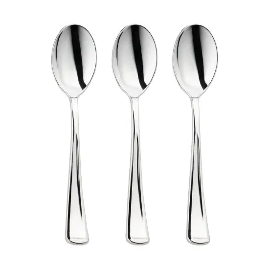 Shiny Metallic Silver Plastic Spoons (600 Spoons) {2}