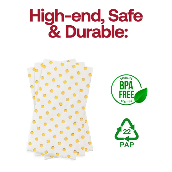 Durable White with Gold Dots Paper Dinner Napkins (600 Napkins) {4}