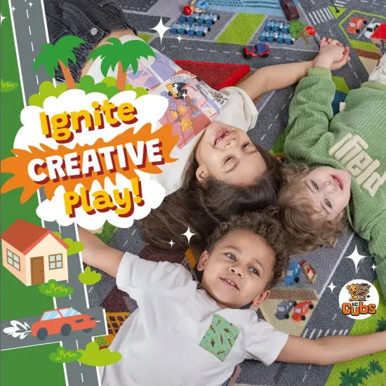 KC Cubs: Educational Rug: City Streets Road Map - 8x10' Playmat - Interactive Toy Car Route, Activity Area Carpet, Bedroom-Classroom, Baby-Toddler-Kid {7}