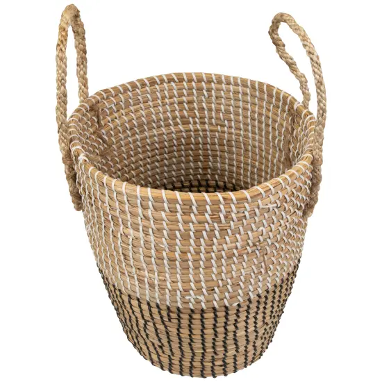 Northlight Natural Woven Seagrass Wicker Storage Basket with Handles - 14.5" Beige {4}