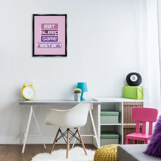 Stupell Industries Eat Sleep Game Restart Floating Frame Design by Yass Naffas Designs {2}