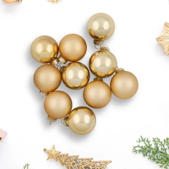 Northlight 10ct Shiny and Matte Champagne Gold Glass Ball Christmas Ornaments 1.75" (45mm) {4}