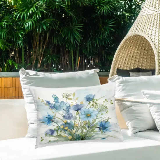 Stupell Industries Blue Toned Wild Flowers Outdoor Printed Pillow design by Nan, 14 x 7 x 20 {2}