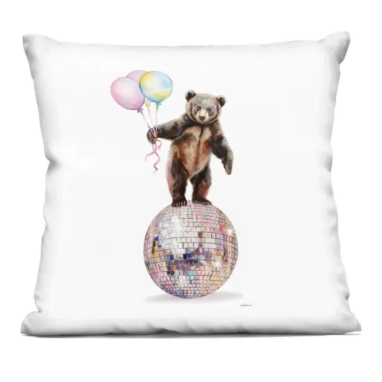 Stupell Industries Bear & Balloons Disco Decorative Printed Pillow design by Amanda Greenwood, 18 x 7 x 18 {1}