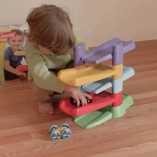 Quercetti: Flip Car Race Track - Stacking Ramp Toy Playset - Easy to Assemble, 2 Flipping Cars for Continuous Racing Action, Toddlers & Kids 18mo+ {7}
