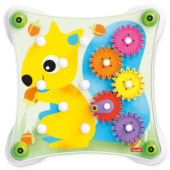 Quercetti: Peggy Gears - 13pc Interactive Cogwheel Construction Toy, Peg Board, 2-Sided Cards w/ 6 Scenes, Preschool Educational Play, Toddler-Kids 2+ {3}
