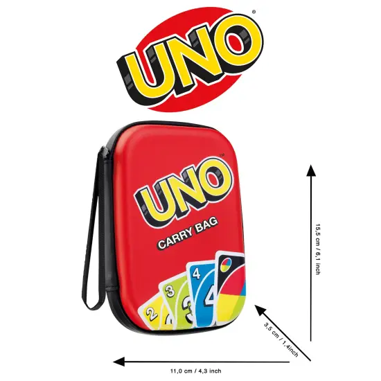 UNO Carry Bag - Card Game Accessory, 6.1 x 4.3", Waterproof Zip Case w/ Strap, Organize & Protect Cards, Travel & Storage, Game Not Included, Kids 3+ {3}