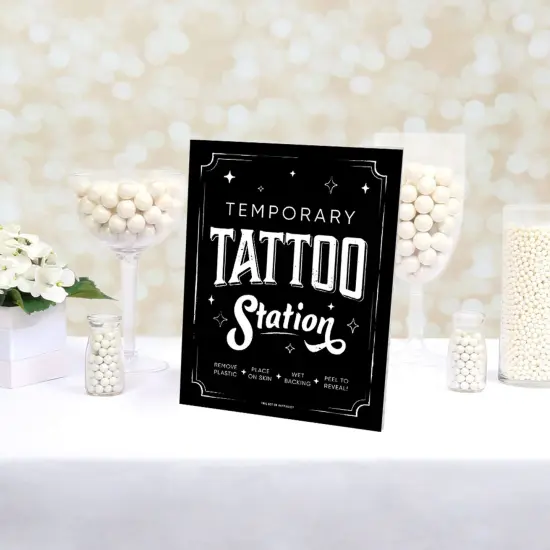 Big Dot of Happiness Temporary Tattoo Station Sign - Printed on Sturdy Plastic Material - 10.5 x 13.75 inches - Sign with Stand - 1 Piece {4}