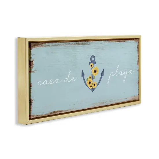Stupell Industries Casa de Playa Framed Floater Canvas Wall Art Gold Floater Frame {3}